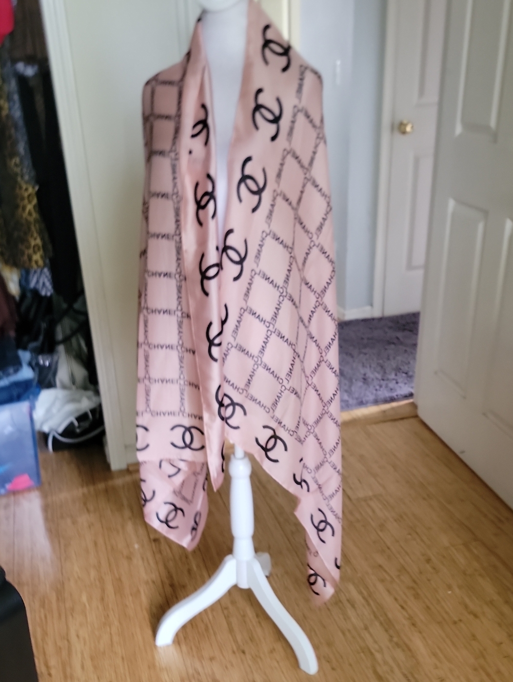 Inspired Chic Pink Logo Print Scarf - Luxury-Inspired Women’s Accessory
